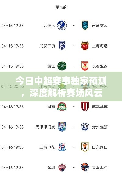 今日中超赛事独家预测,深度解析赛场风云