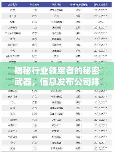 揭秘行业领军者的秘密武器,信息发布公司排名榜单重磅出炉!